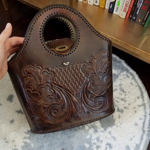 Vintage boho tooled leather purse
